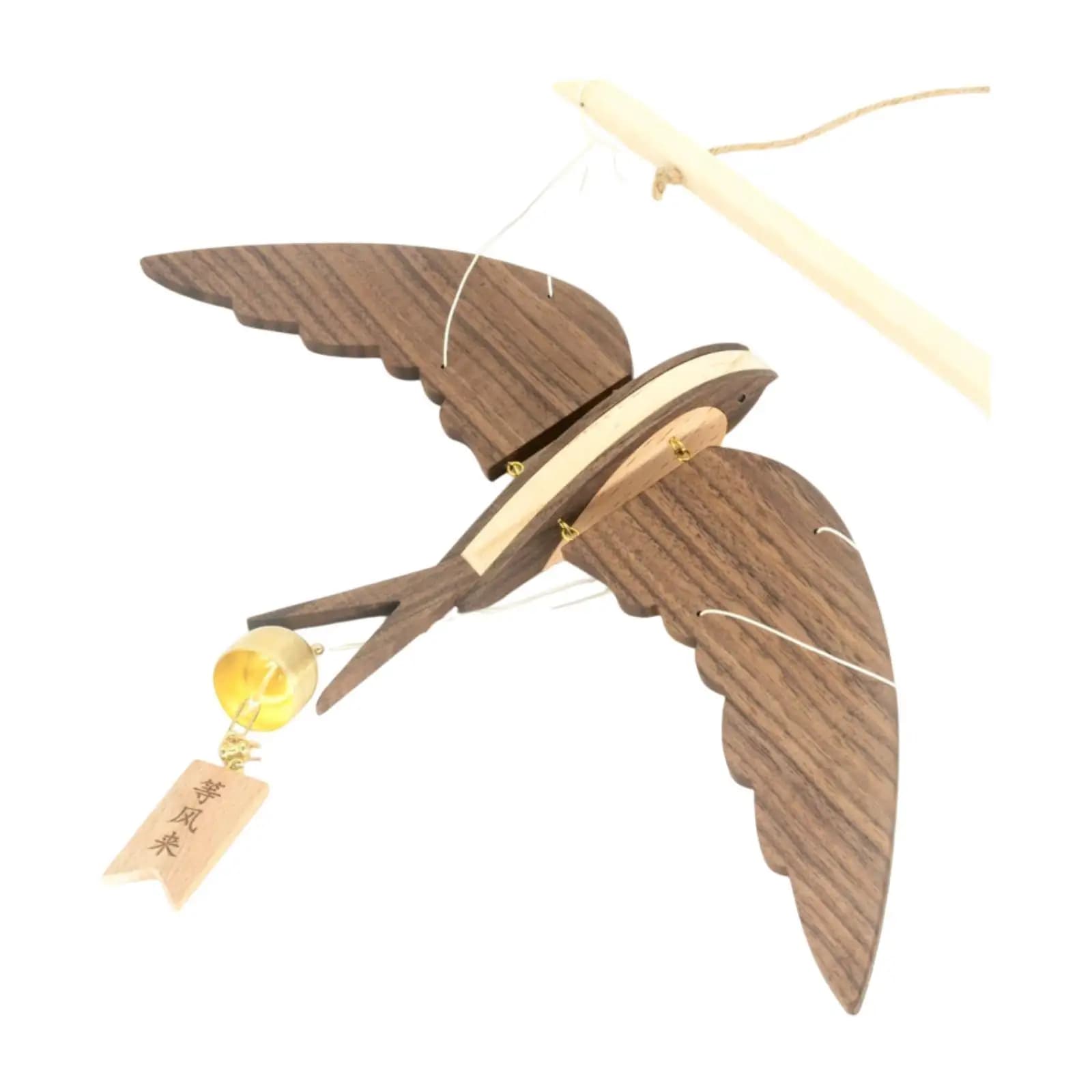 Flying Swallow Wind Chime Wooden Hanging Ornament, DIY Collectible Artwork Home Decor Creative for Home Bedroom Farmhouse