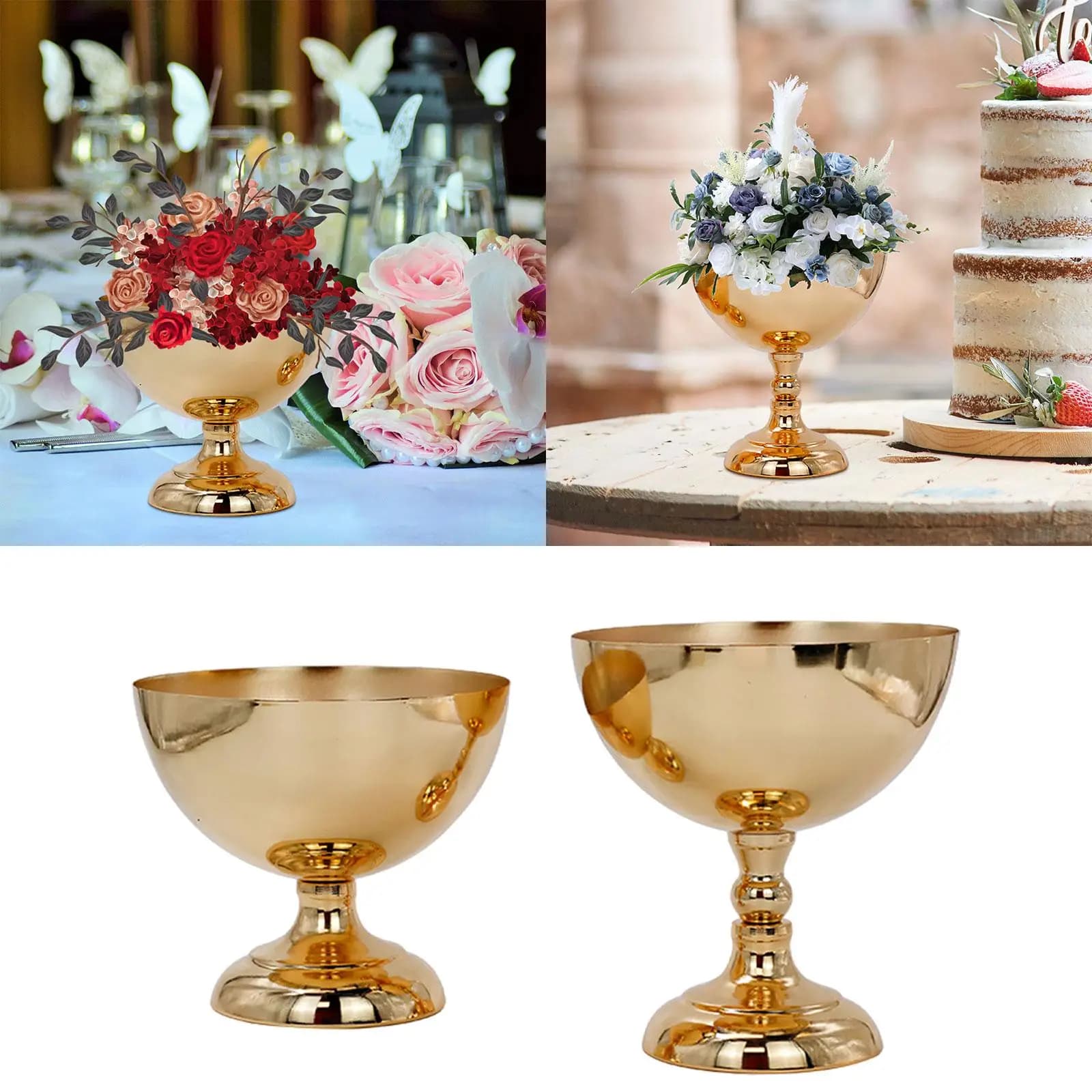 Vaso Decorativo in Ferro a Forma di Semicerchio, Robusto Centrotavola per Matrimoni, Cerimonie, Eventi, Casa e Sala da Pranzo