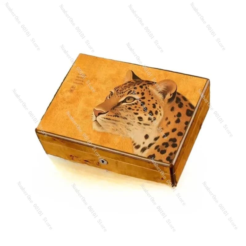 Elegante Humidor per Sigari in Legno di Cedro con Finitura Laccata a Pianoforte, Contenitore Umidificatore con Igrometro, Lussuoso Espositore da Tavolo
