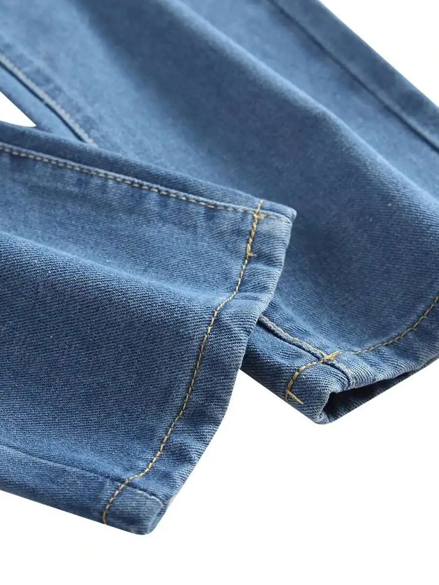 Jeans da Uomo Blu Chiaro Effetto Vissuto Slim Fit a Gamba Dritta