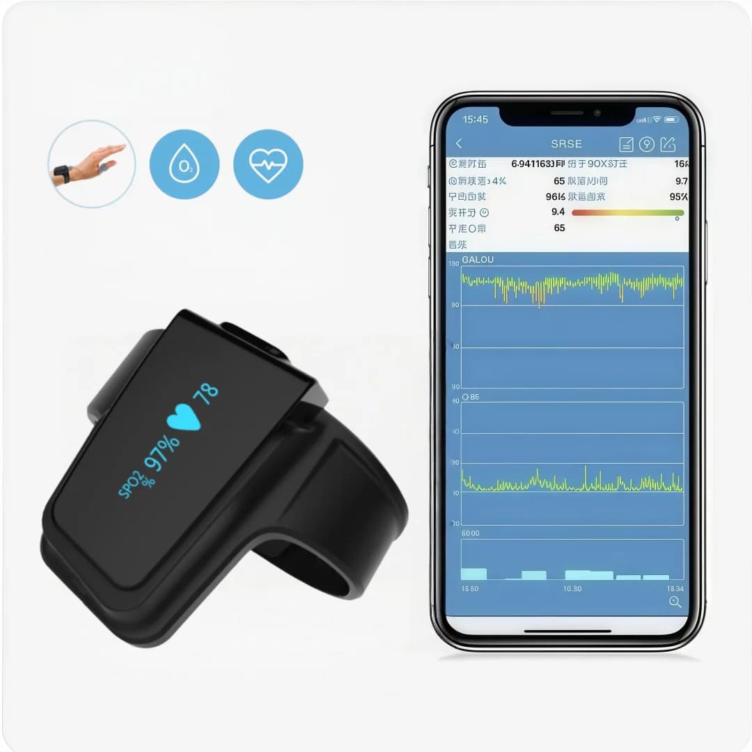 Pulsossimetro da polso Bluetooth, frequenza cardiaca, sonno, promemoria allarme anomalo respiratorio, monitoraggio continuo dell'ossigeno nel sangue
