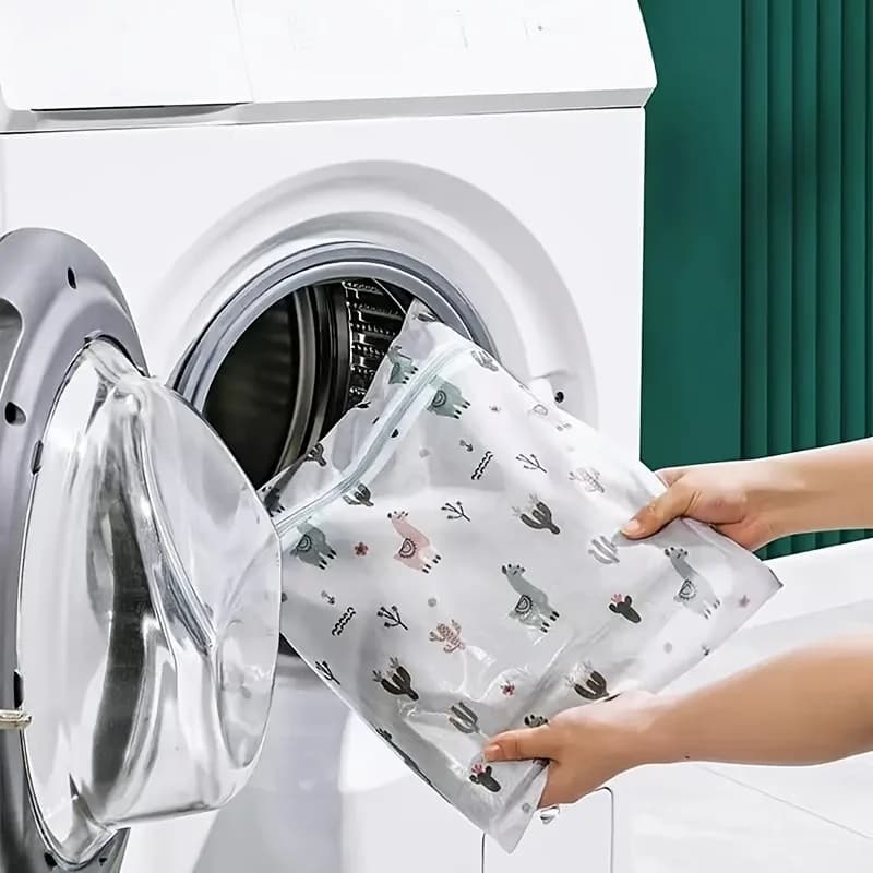 Set di 7 sacchetti per bucato con stampa cactus, sacchetti in rete con cerniera per lavaggio e organizzazione dei vestiti