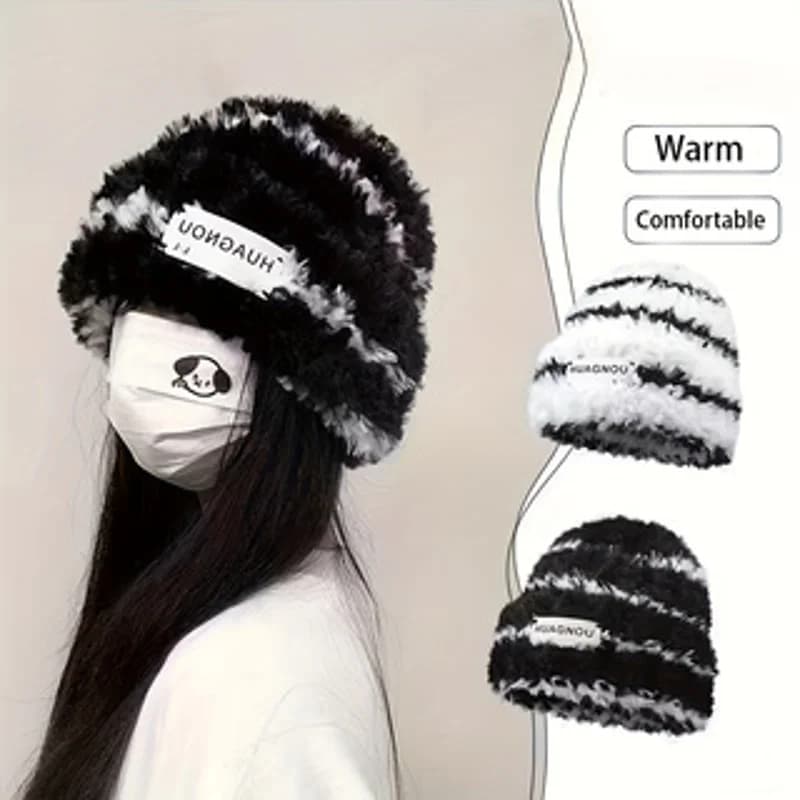 Berretto invernale slouchy lavorato a maglia, spesso, termico, antivento, protezione per le orecchie, berretto largo per escursionismo, sci all'aperto