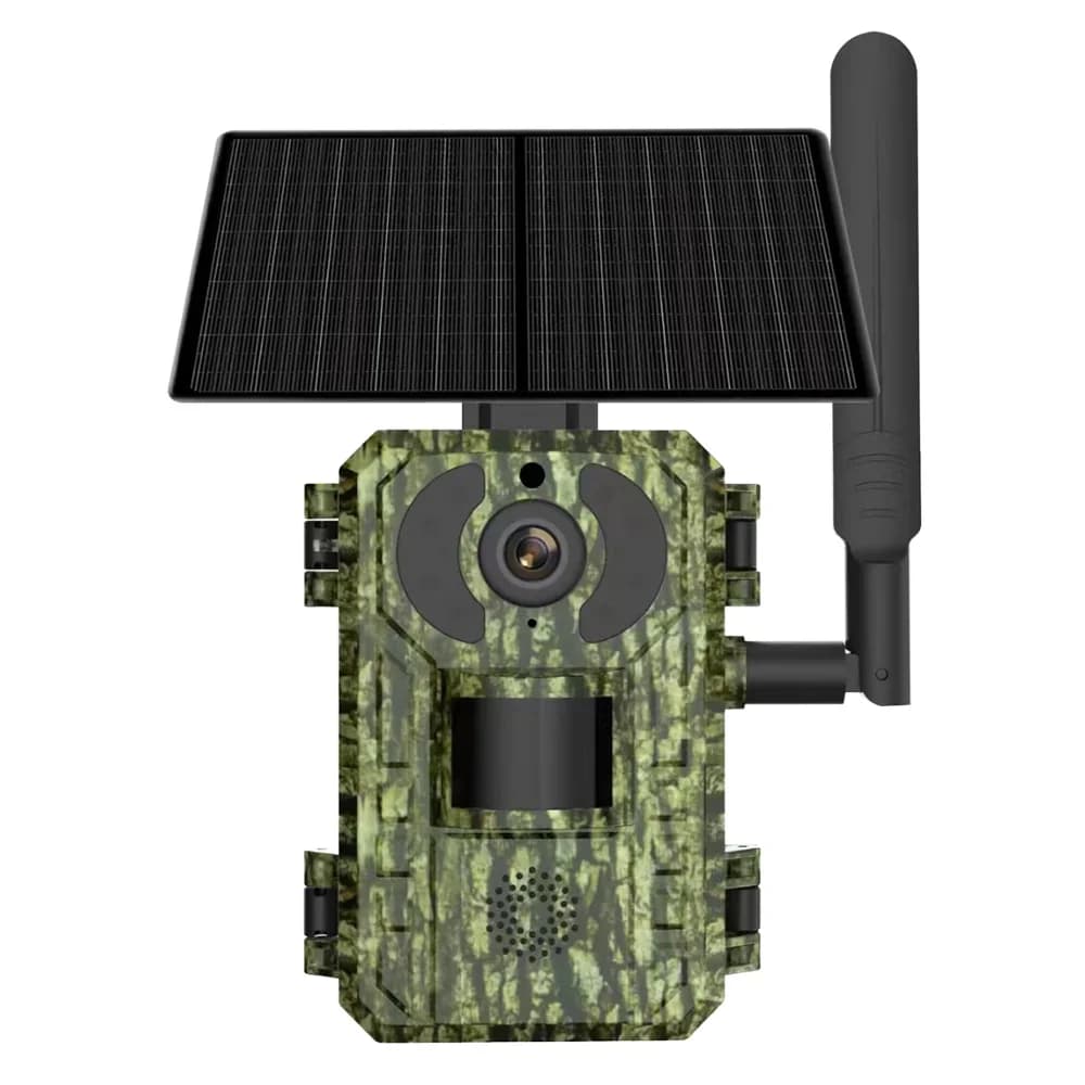 Fotocamera da Caccia con Pannello Solare, Video in Diretta a Infrarossi, Monitoraggio Fauna Selvatica, Sorveglianza Forestale, Fotocamera 4G per Caccia al Cervo