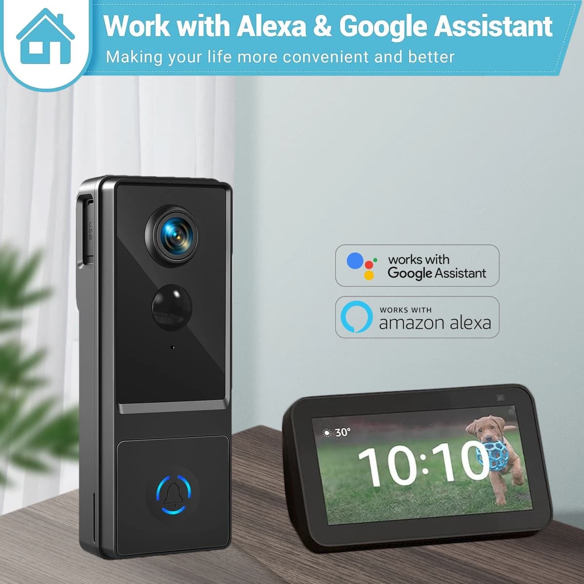 Il campanello Video intelligente funziona con Alexa e Google Waterproof Night Vision Home Security 1080P FHD Camera citofono visivo digitale