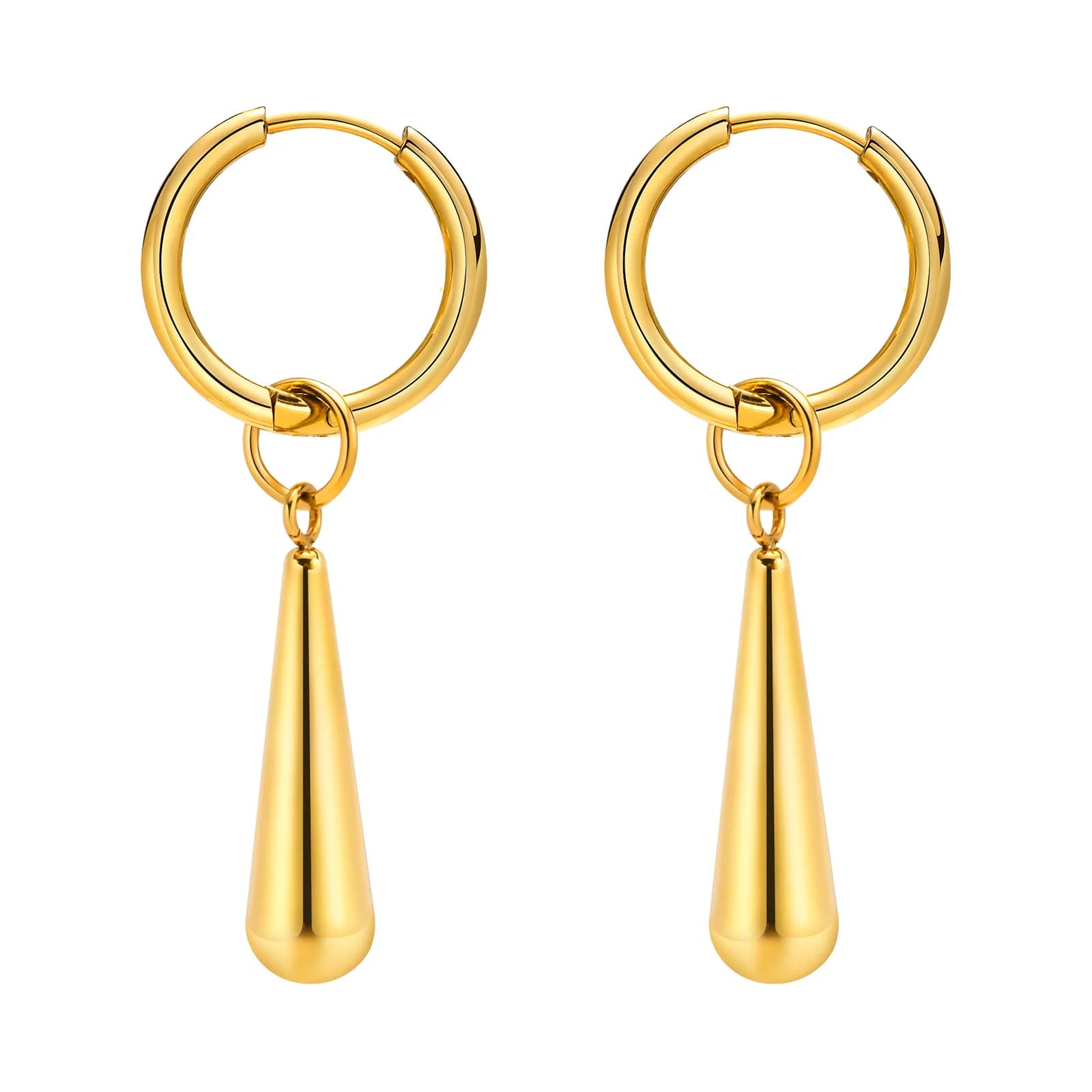 Hoop earrings Huggie long pendants with water drop for woman, stainless steel drop earrings that do not oxidize