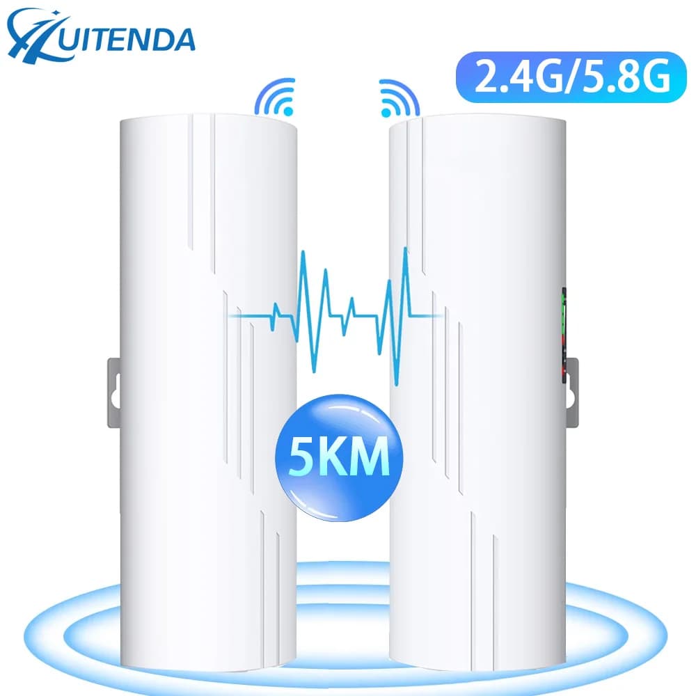 Huitenda Wireless WiFi Bridge 2.4GHz/5GHz WiFi Extender Ripetitore Bridge di rete Router 500m-5km Copertura a lungo raggio