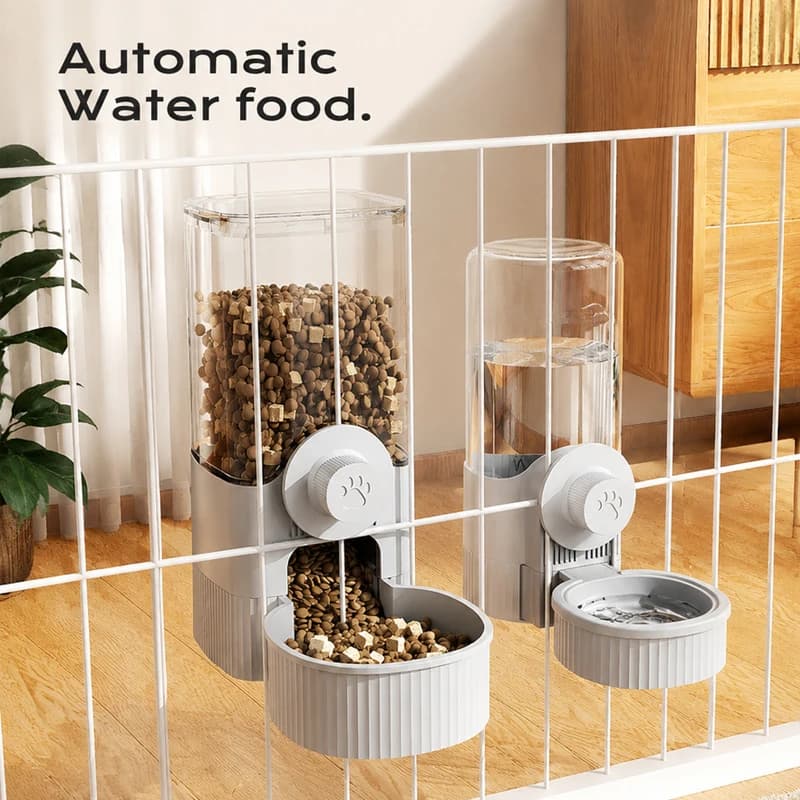 2-in-1 Hanging Automatic Pet Feeder Water Dispenser Cage Mount Gravity Food Water Bowl for Cats Rabbits Small Animals Daily Use