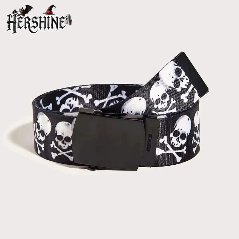 HERSHINE Cintura regolabile unisex alla moda con stampa teschio, accessorio Y2K punk, gotico, Harajuku, rock e hip-hop, primavera, estate