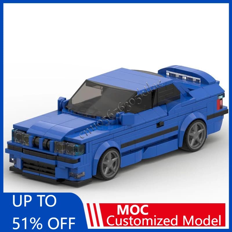 504 Parts Moc Technology Racing Blue Supercar Model Building Blocks Speed Vehicle Bricks Toys Kids Adult Special Birthday Gifts