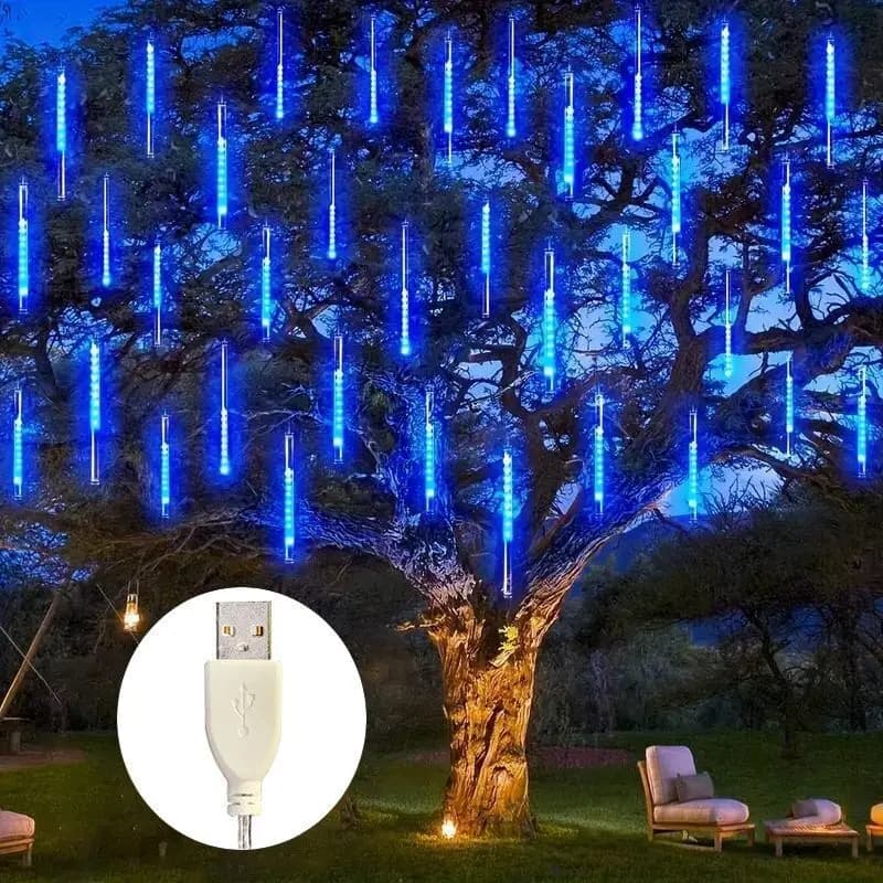 Luci a Cascata LED 30cm/50cm, 8 Tubi, per Matrimoni, Ramadan, Decorazione Stradale e Giardino, Illuminazione Ambientale, Alimentazione USB