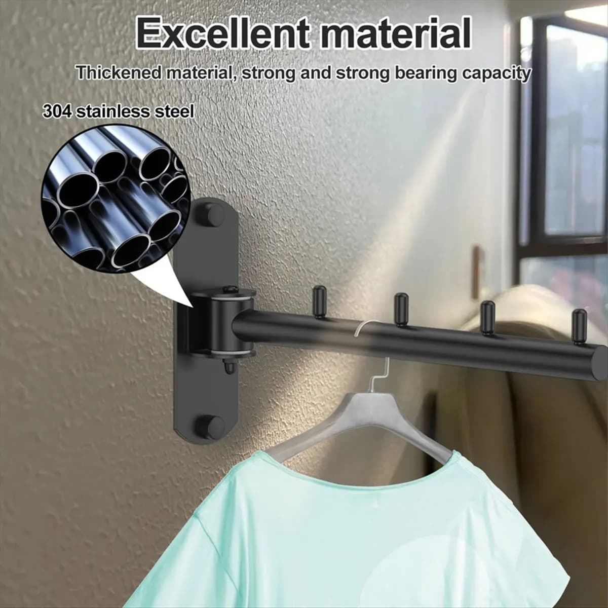 Escalator Clothes rack Stainless steel swivel clothes rack wall mounted for inner balcony space saving
