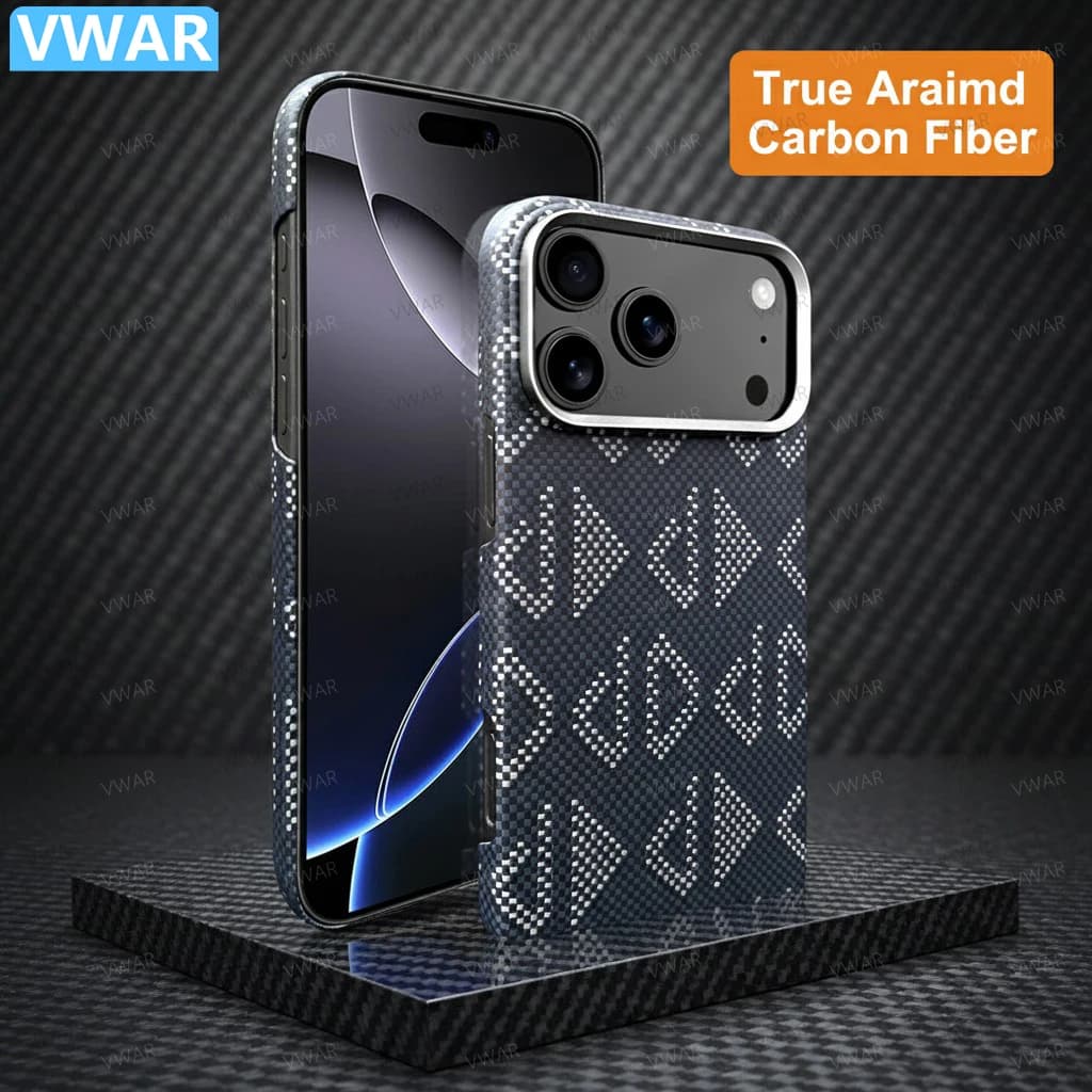 Custodia per telefono aziendale con motivo in fibra di carbonio in vero aramide al 100% per IPhone 17 Pro Max Air per copertura protettiva con supporto ad anello MagSafe