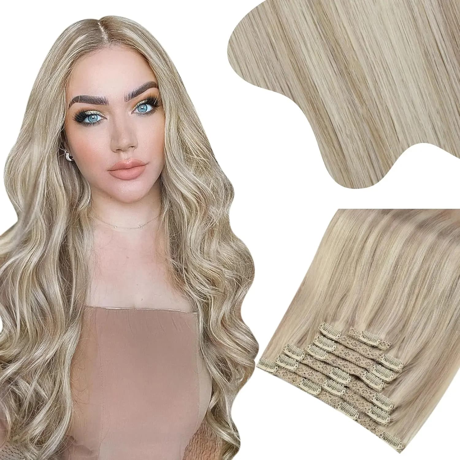 Moresoo Clip nelle estensioni dei capelli Capelli umani Testa piena 7 pezzi 135G e 150G Testa piena Capelli brasiliani Capelli naturali con doppia trama