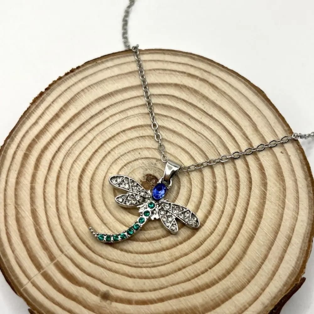 Colorful Cubic Zirconia Dragonfly Pendant Dragonfly Shaped Inlaid Design Cubic Zirconia Dragonfly Jewelry Party Gifts