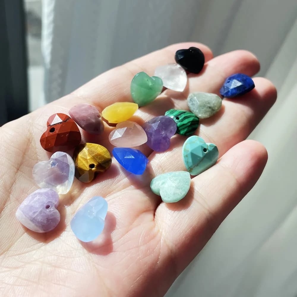 3 pz/pacco cristallo naturale pietra cuore ciondolo fascino fai da te per gioielli collana orecchini accessori piccolo cuore pendolo regalo del partito