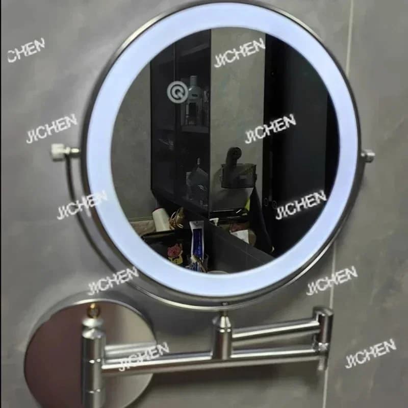 ZQ Specchi da bagno Specchio per trucco illuminato a LED Specchio ingranditore senza punzonatura Specchio di bellezza pieghevole telescopico per hotel L