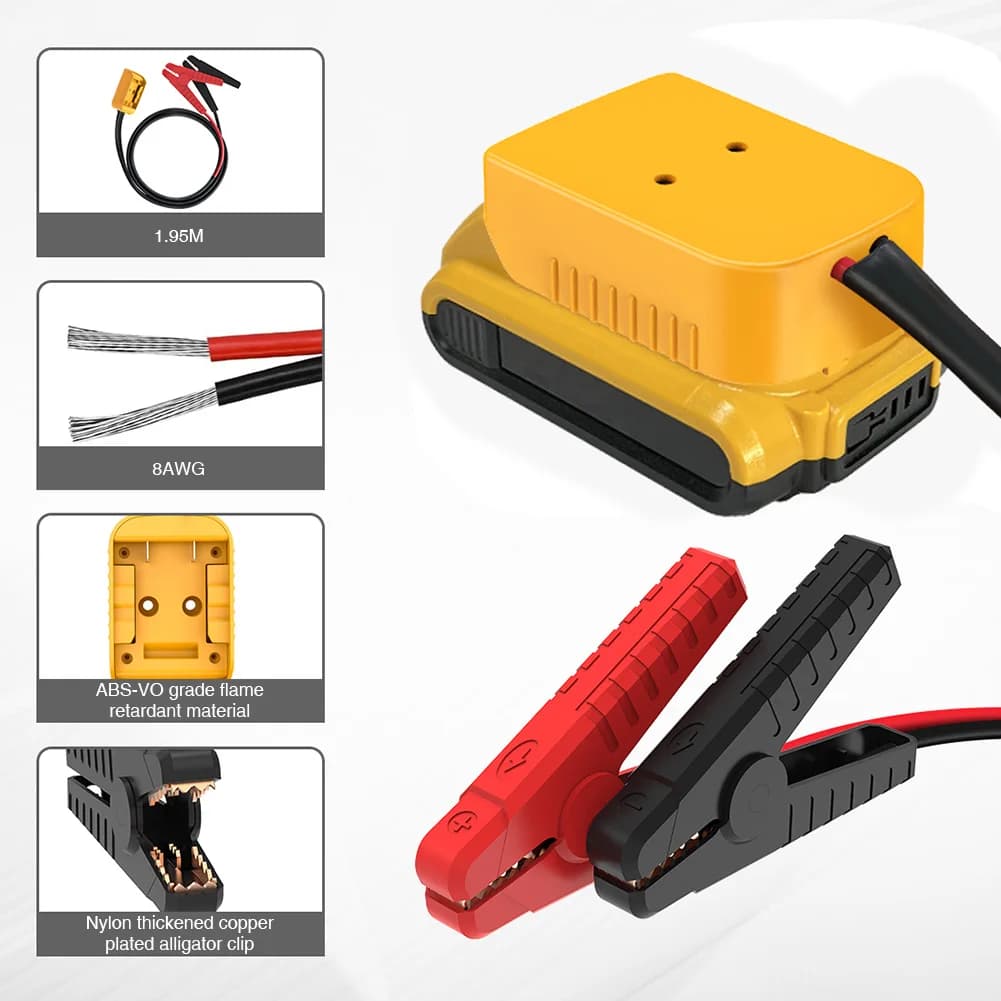 Cavi di Avviamento 8AWG per Auto, Cavi Booster per Batterie DeWalt 18V/20V