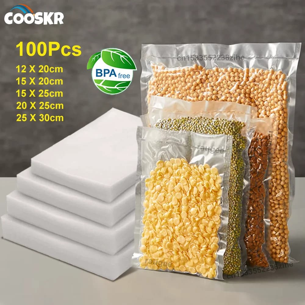 Sacchetti sottovuoto Sacchetti sottovuoto Sacchetti sottovuoto per alimenti Imballaggio alimentare Conservazione Sacchetti sigillati Sacchetti per alimenti senza BPA Sacchetti piccoli di grandi dimensioni da 100 pezzi