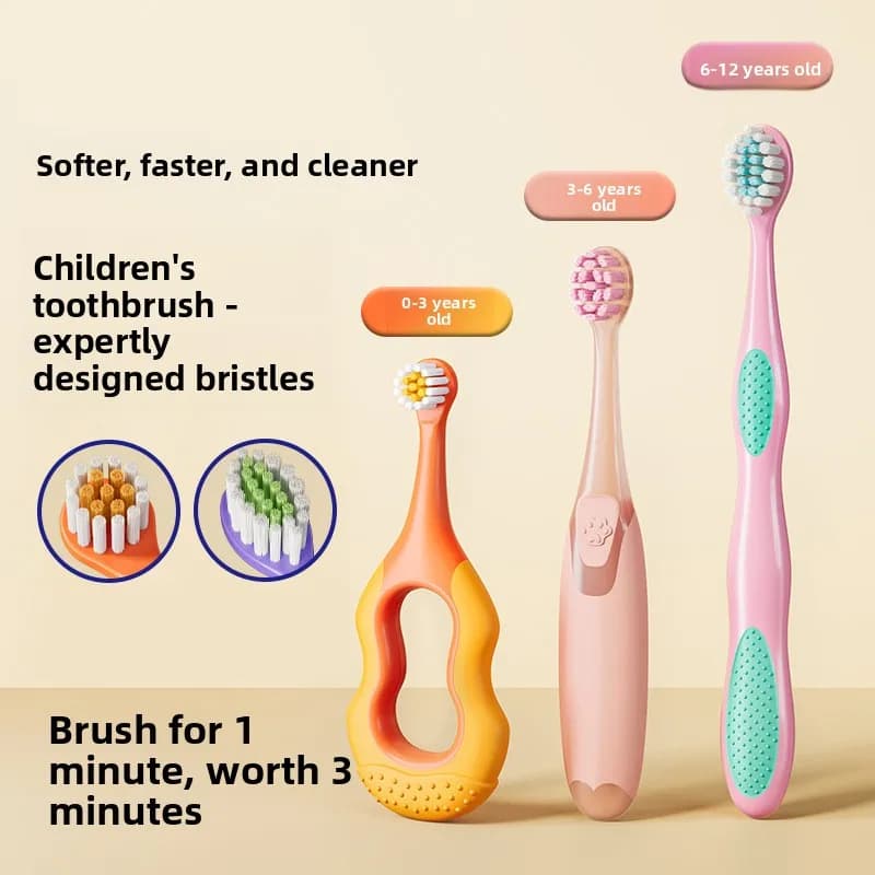 Spazzolino da denti scientifico con setole morbide intagliate per bambini, cura dentale a 3 stadi per 0-12 anni, si adatta alla crescita dei denti, delicato e a prova di cavità