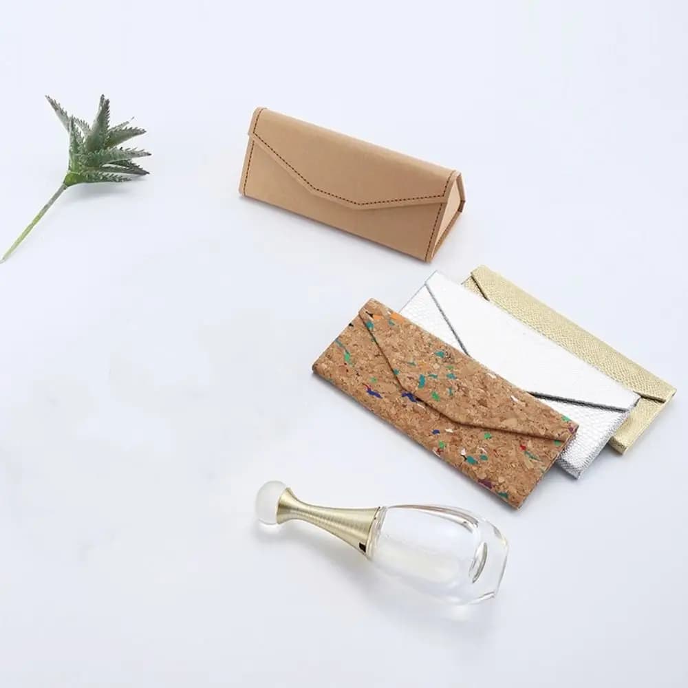 Protective PU Leather Triangle Sunglasses Box Solid Color Waterproof Eyewear Case Folding Glasses Box Women