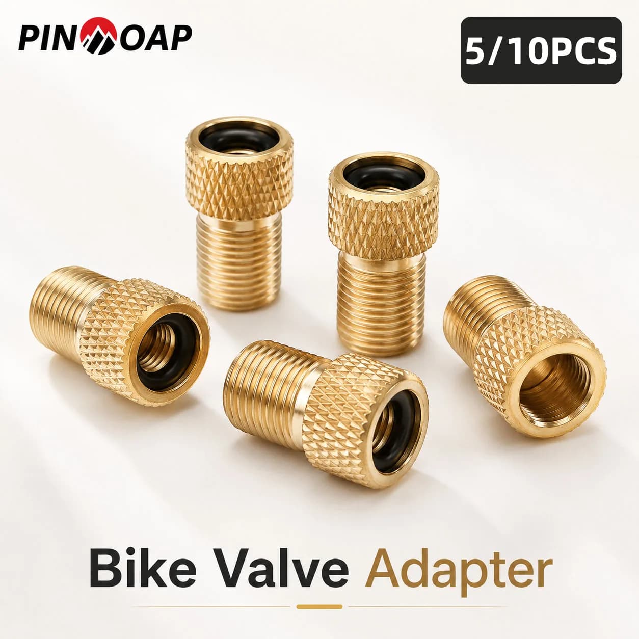 PINMOAP 5/10PCS Bicycle Valve Adapter Presta Schrader Converter Durable Brass Bike Tire Pump Adapter Fit MTB Road Bike Repair