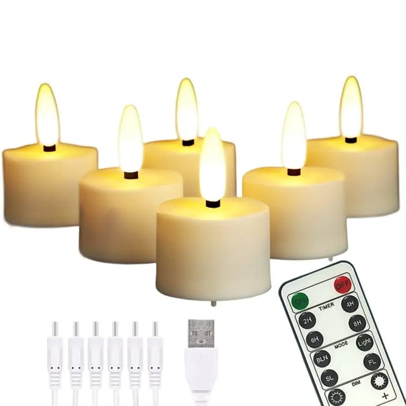 B84B-Candele LED Ricaricabili Senza Fiamma con Telecomando, Timer 2/4/6/8 Ore, 1.5 x 2.17 Pollici