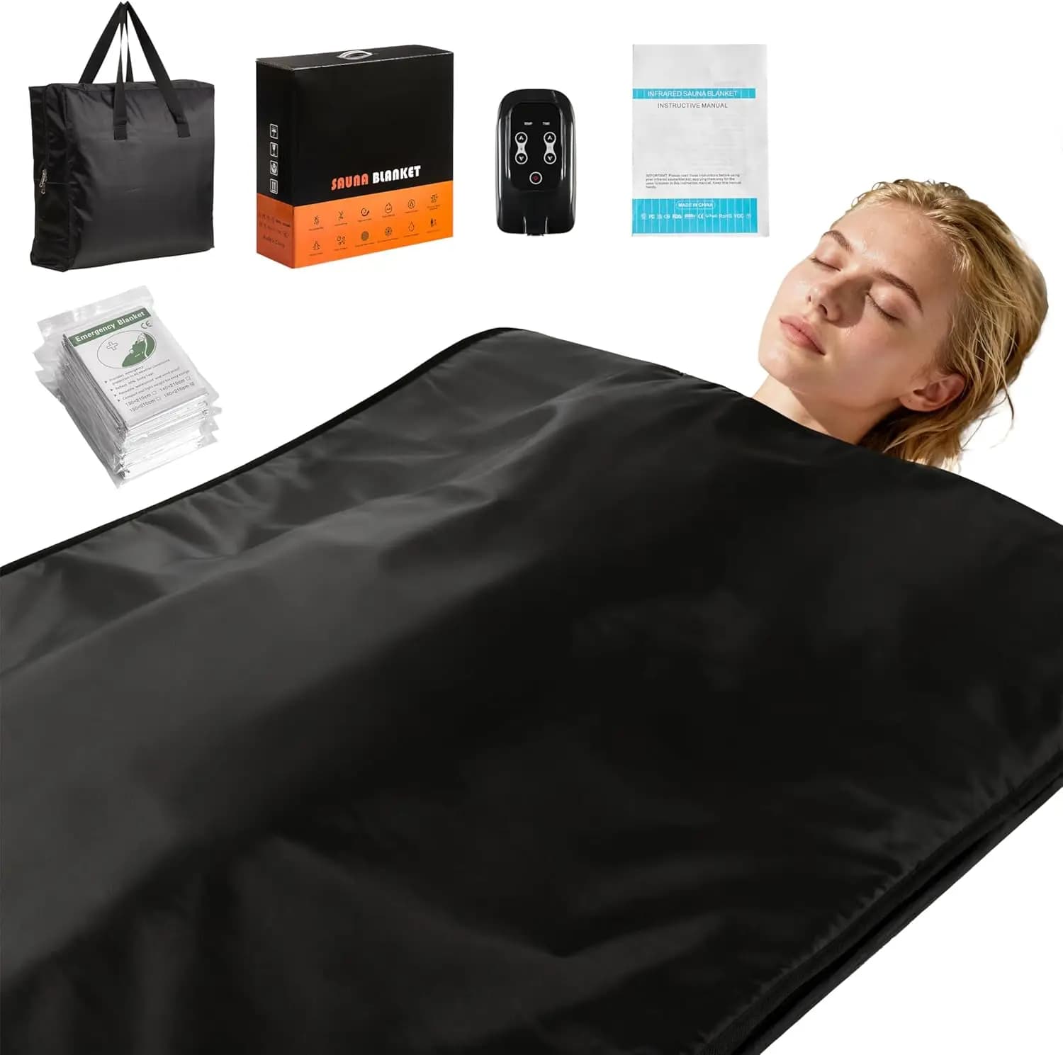 Coperta da sauna portatile per uso domestico, perdita di peso e disintossicazione, 86–158 ℉ Calore, timer da 20-60 minuti, pieghevole impermeabile con telecomando