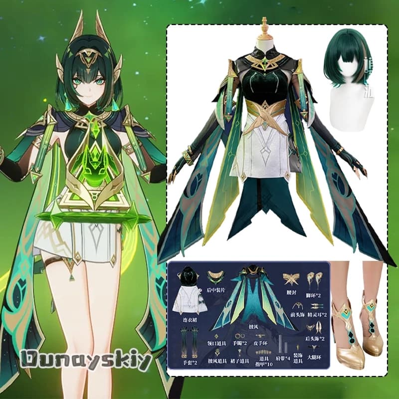 GENSHIN IMPACT Nefer Costume Cosplay {Dunayskiy} Canzone della Luna Vuota Parrucca Nefer Accessorio Ragazza Uniformi Costume Di Natale Donna