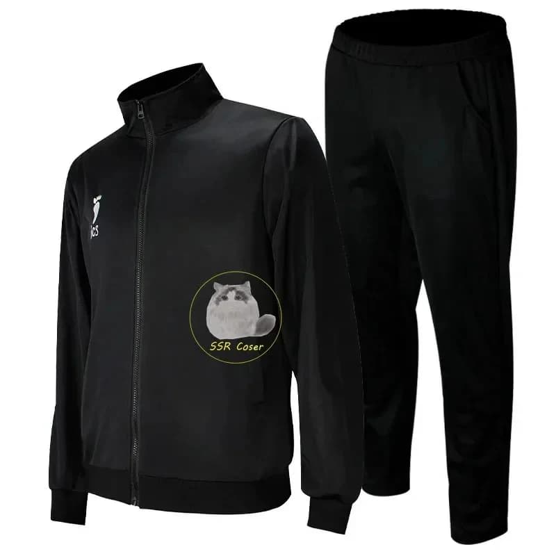 Costume Cosplay Anime Haikyuu, Uniforme del Club di Pallavolo Karasuno, Abbigliamento Sportivo, Giacca Oversize Nera, Set 2 Pezzi, Cappotto Pan FD1;6
