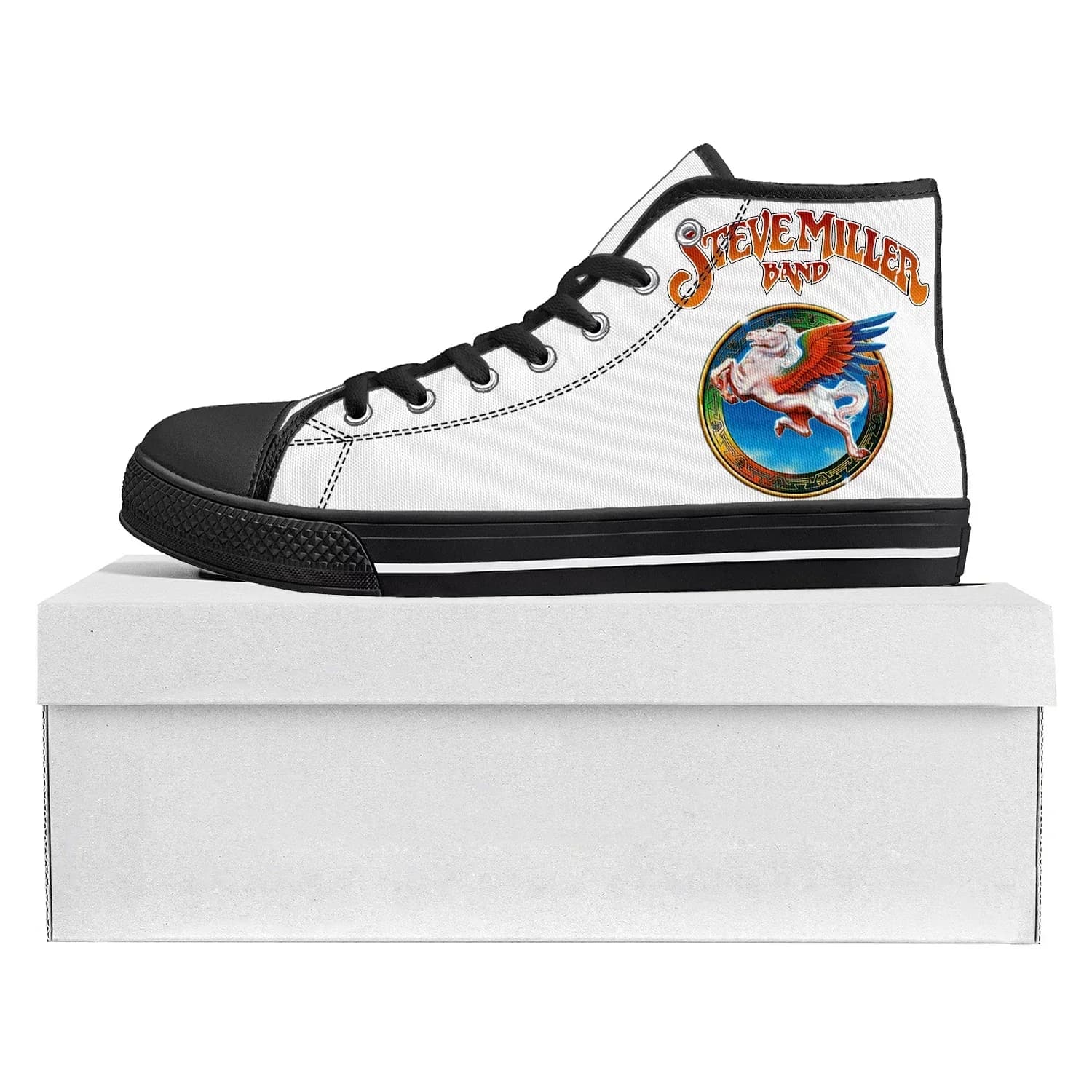 Steve Miller Rock Band High Top High Quality Sneakers Mens Womens Teenager Canvas Sneaker Casual Couple Shoes Custom Shoe Black