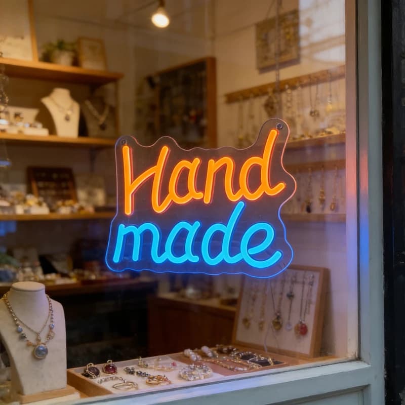 Insegna al Neon Artigianale USB Dimmerabile a LED per Negozi di Artigianato, Boutique, Prodotti Artigianali, Attività Artigianali, Caffetterie, Pasticcerie, Decorazioni