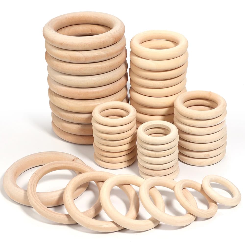 2-10pcs/lot Round Natural Wooden Rings Circle Pendant Hanging Wood Hoops For Jewelry Making DIY Crafts Accessories