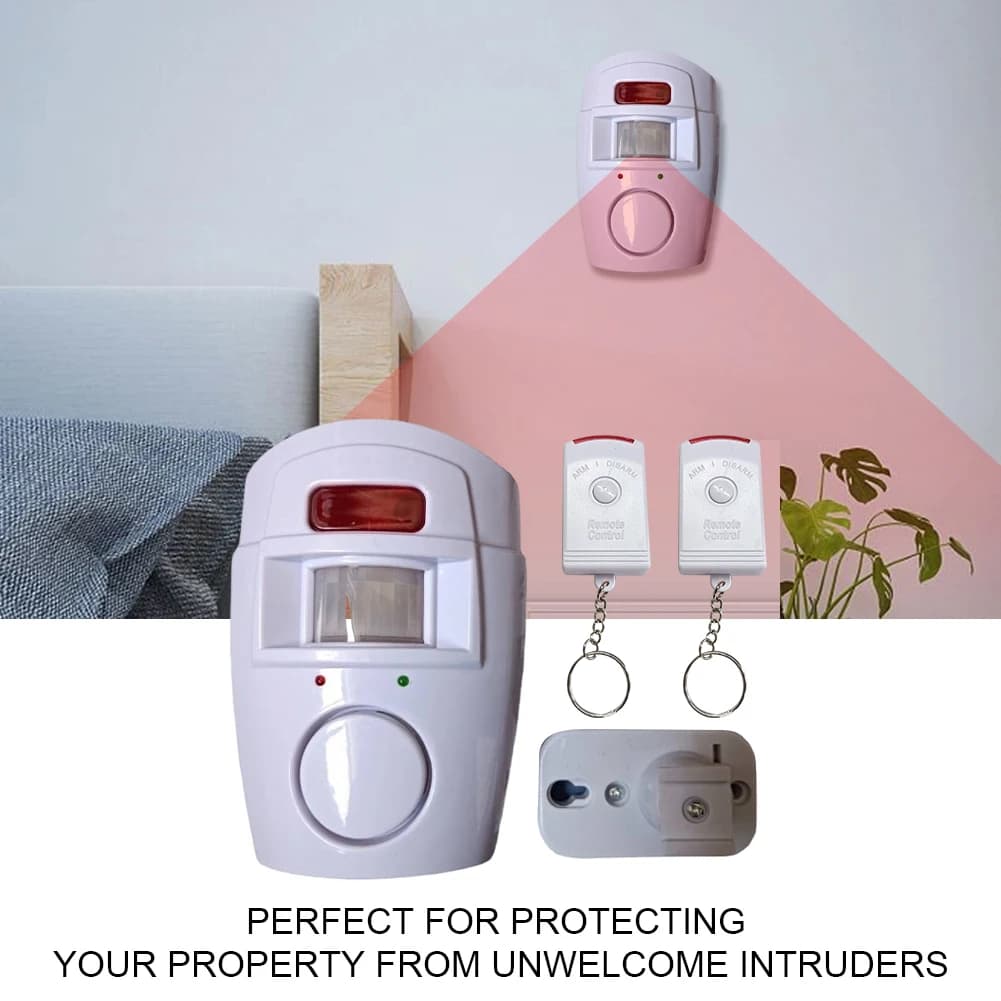 Allarme con Rilevatore di Movimento a Batteria, Sensore PIR per Sicurezza Domestica, Sistema di Allarme per Porte, Capannoni, Garage, Roulotte
