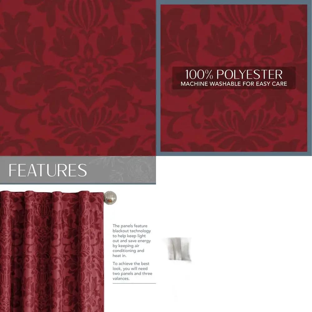 Panel for flower damascade blinds Antonia, 52x108, Rouge