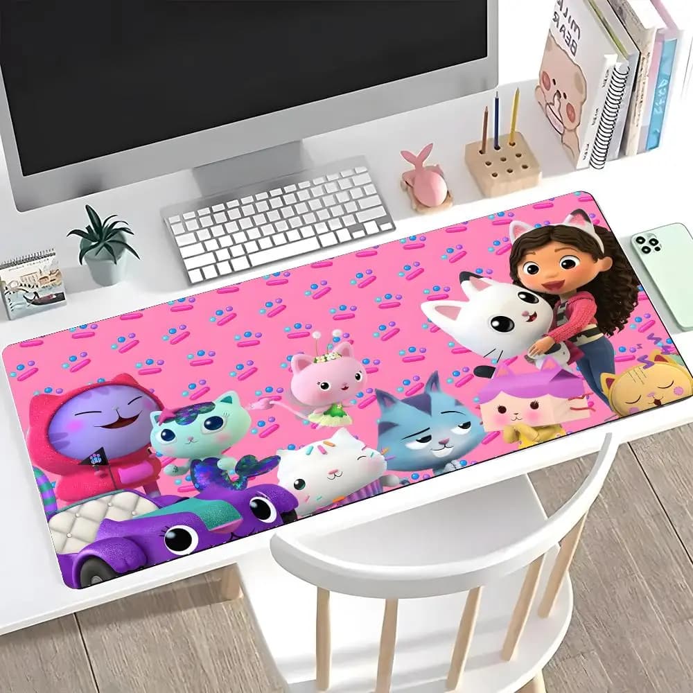 Tappetino per mouse G-gabbys D-dollhouse, tappetino per mouse grande da gioco con bordi rinforzati, tappetino spesso per tastiera e scrivania del computer