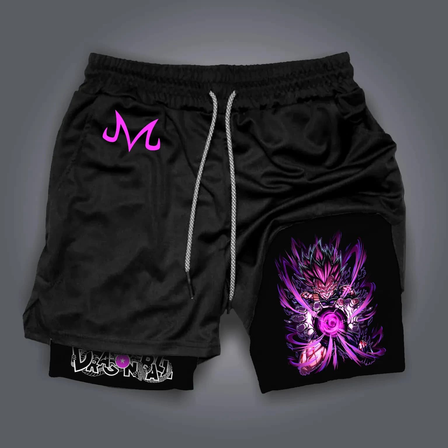 Pantaloncini a doppio strato periferici per animazione giapponese Dragon Ball 2025 Pantaloni sportivi a cinque punti larghi e traspiranti di tendenza da uomo