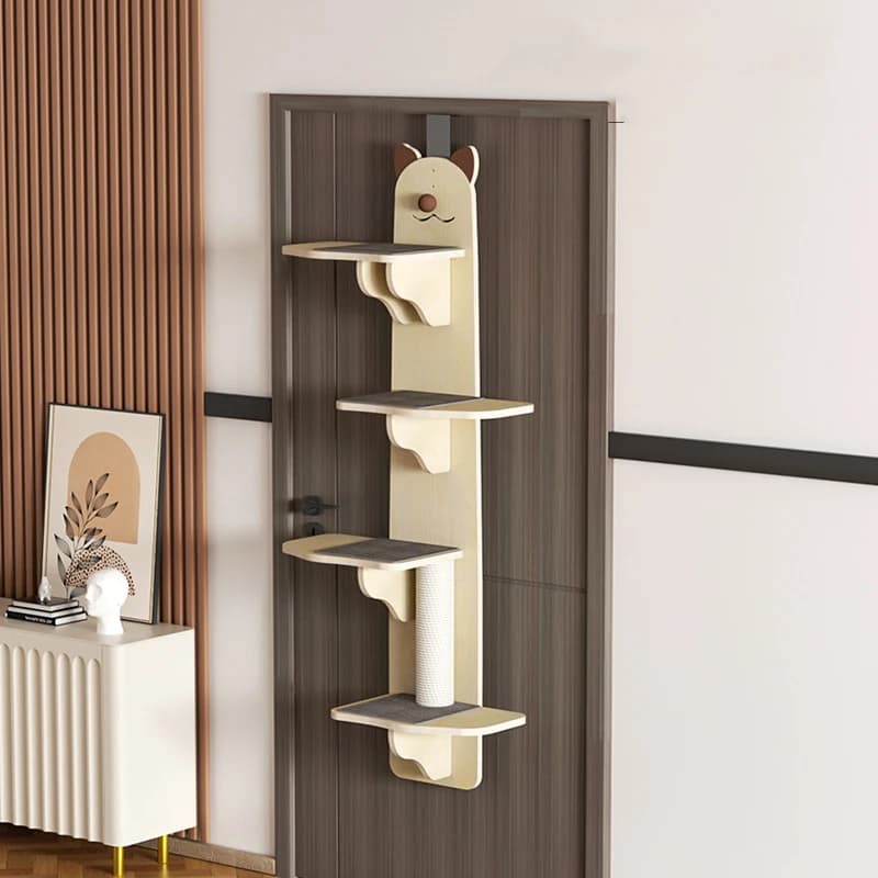 Colonna per gatti in legno massello, modello da appendere alla porta, piattaforma portatile per il salto, gradini da parete per gatti
