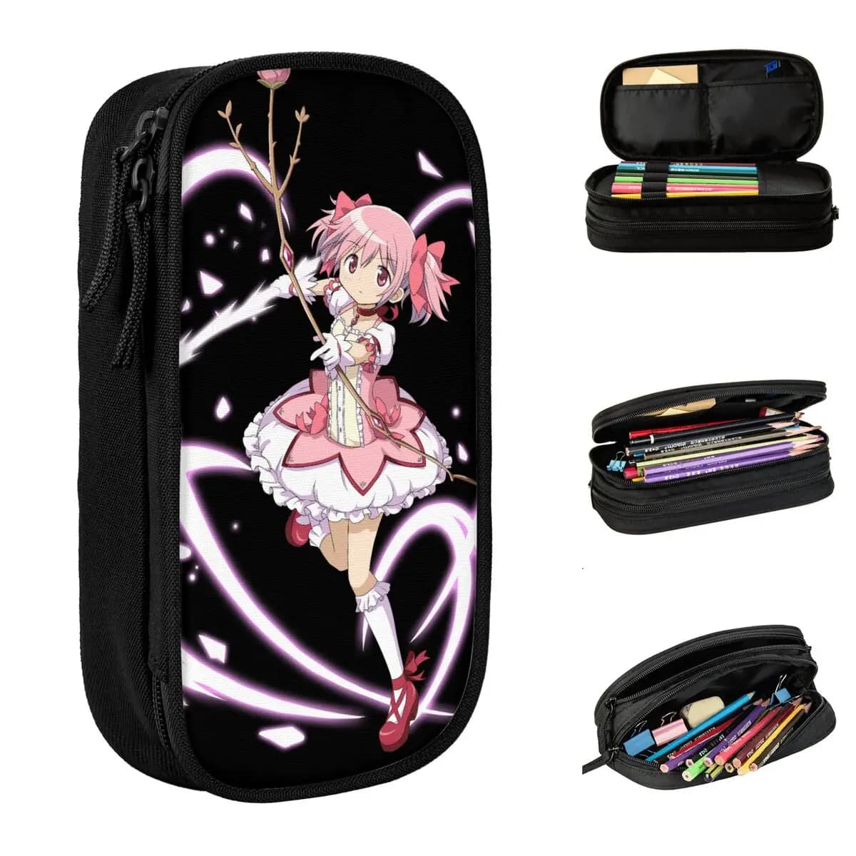 Mahou Shoujo Madoka Astucci per matite Classici Madoka Magica Anime Portapenne Borse Studenti Studenti Scuola Astuccio con cerniera