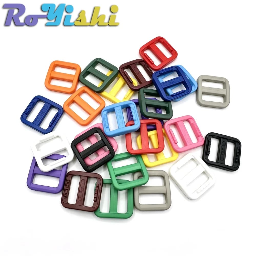 RoYishi Mixed Color Plastic Tri Glide Slider Adjust Buckles 15mm For Dog Collar Harness Backpack Webbing Strap DIY Accessories