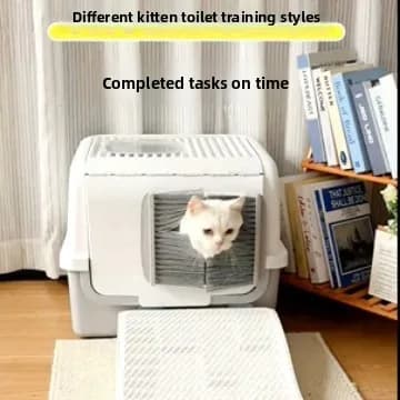 Lettiera Automatica Autopulente per Gatti, Toilette Chiusa Extra Large con Controllo Odori, Anti-Schizzi e Tappetino Rimuovi Peli