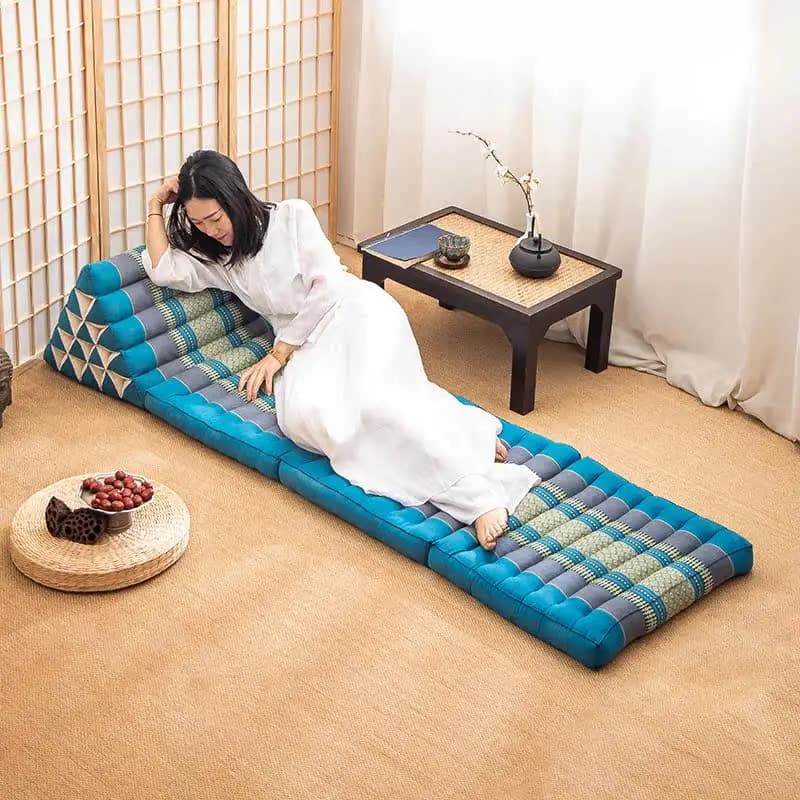 Thai Triangle Backrest Cushion, Breathable Window Seat Pad for Sofa, Foldable Floor Support for Tatami & Meditation Use