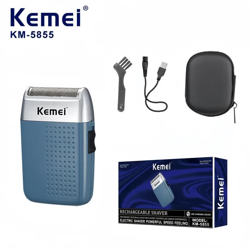 Kemei KM-5855 Men's electric shaver with floating foil alternative, Kemei rulebarba, portable suitable for travel
