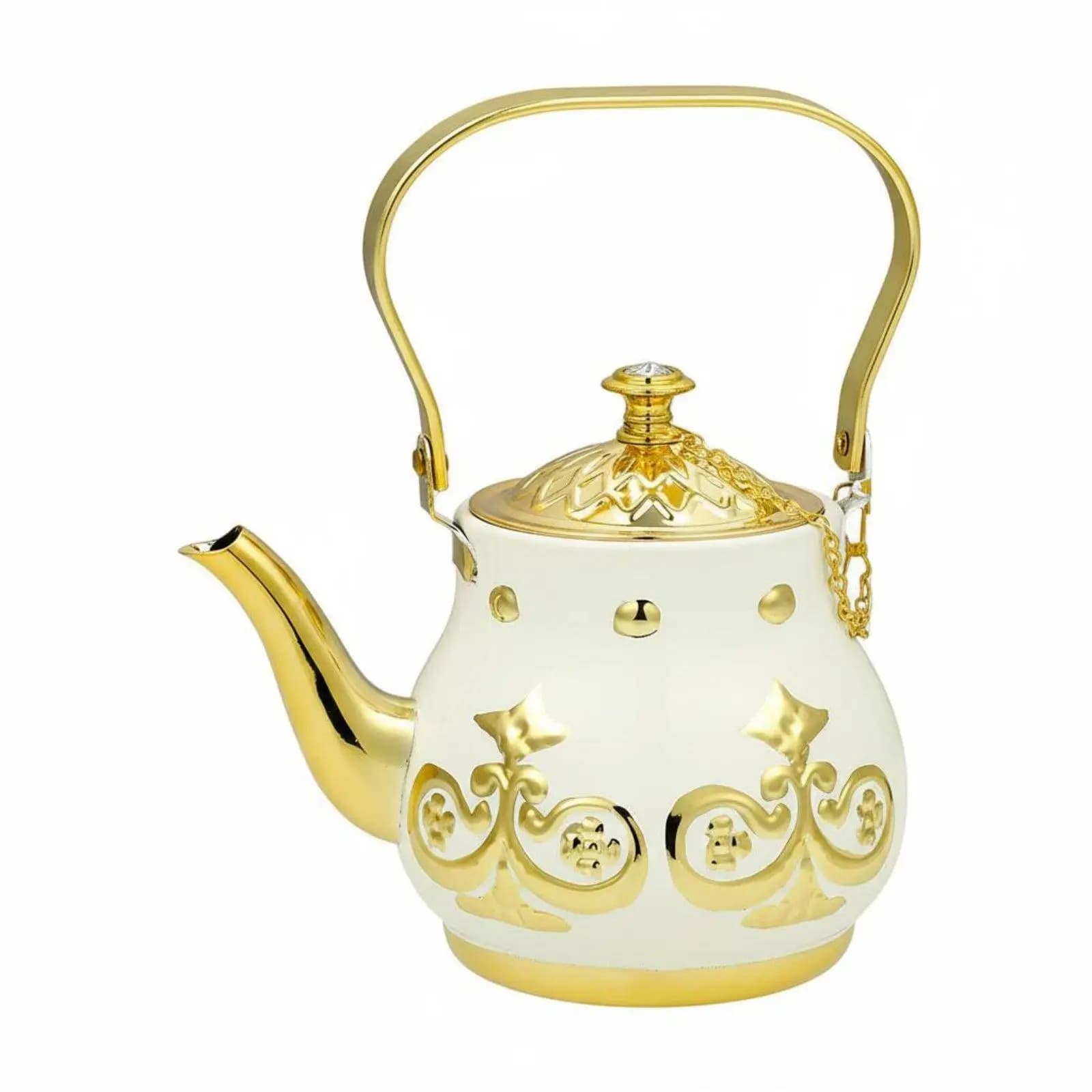 Turkish Golden Teapot Finish Arabic type Teapot Engraved Design Ornate Tea