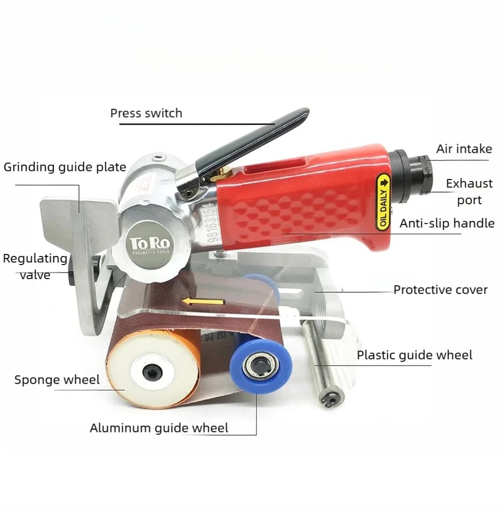 Pneumatic Wire Drawing Machine Pneumatic Belt Sander Polisher Metal Rust Removal Polisher With 10PCS 60 x 260mm Sanding Belts