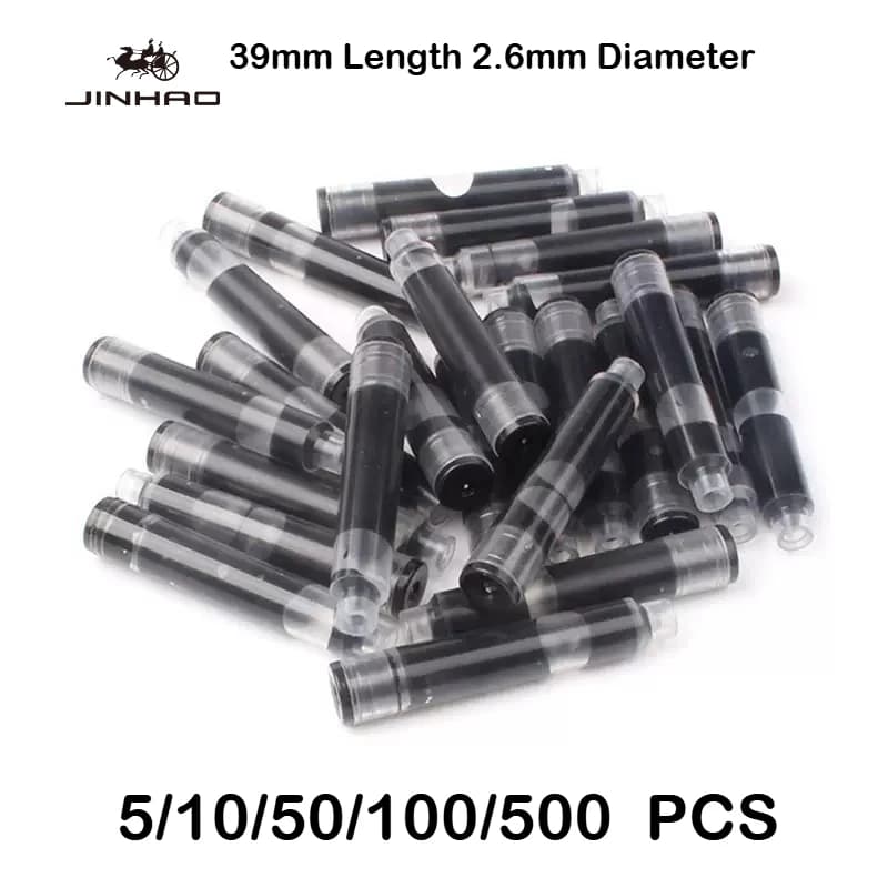 500/10 PCS JINHAO 2.6mm Fountain Pen Ink Sac Black 39mm Cartridges Refills Office School Supplies For Majohn Hongdian Stationery
