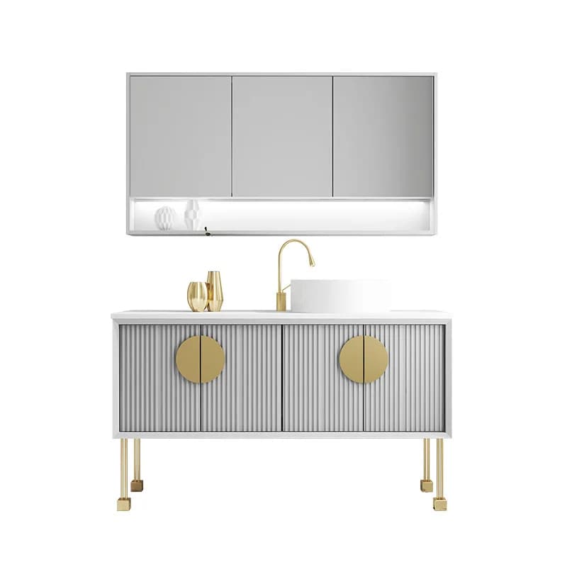 Mobile da bagno Lavabo di lusso con luce dal pavimento al soffitto WC Lavabo a mano Specchio da bagno