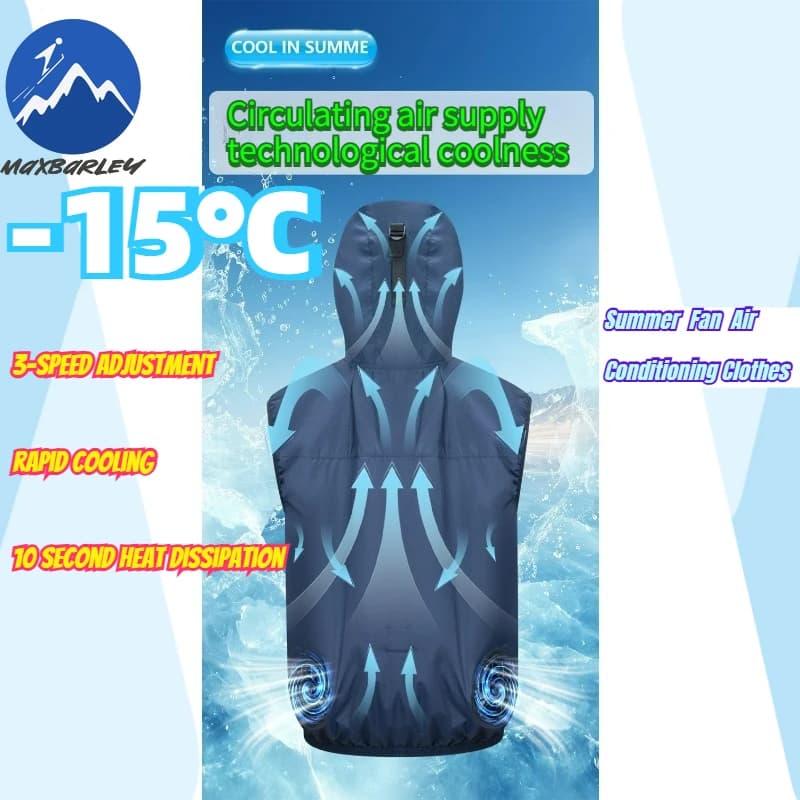 Men's Refrigerant vest with Fan, Rechargeable USB Cooling Jacket, Top Refreshing for Workers, Camping, Fishing, Summer Suit