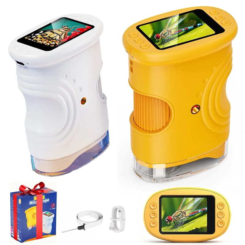 Microscopio Digitale Portatile Ricaricabile 1000X per Bambini con Schermo da 2.0" - Mini Microscopio Tascabile Giocattolo Educativo Regalo per Bambini e Studenti
