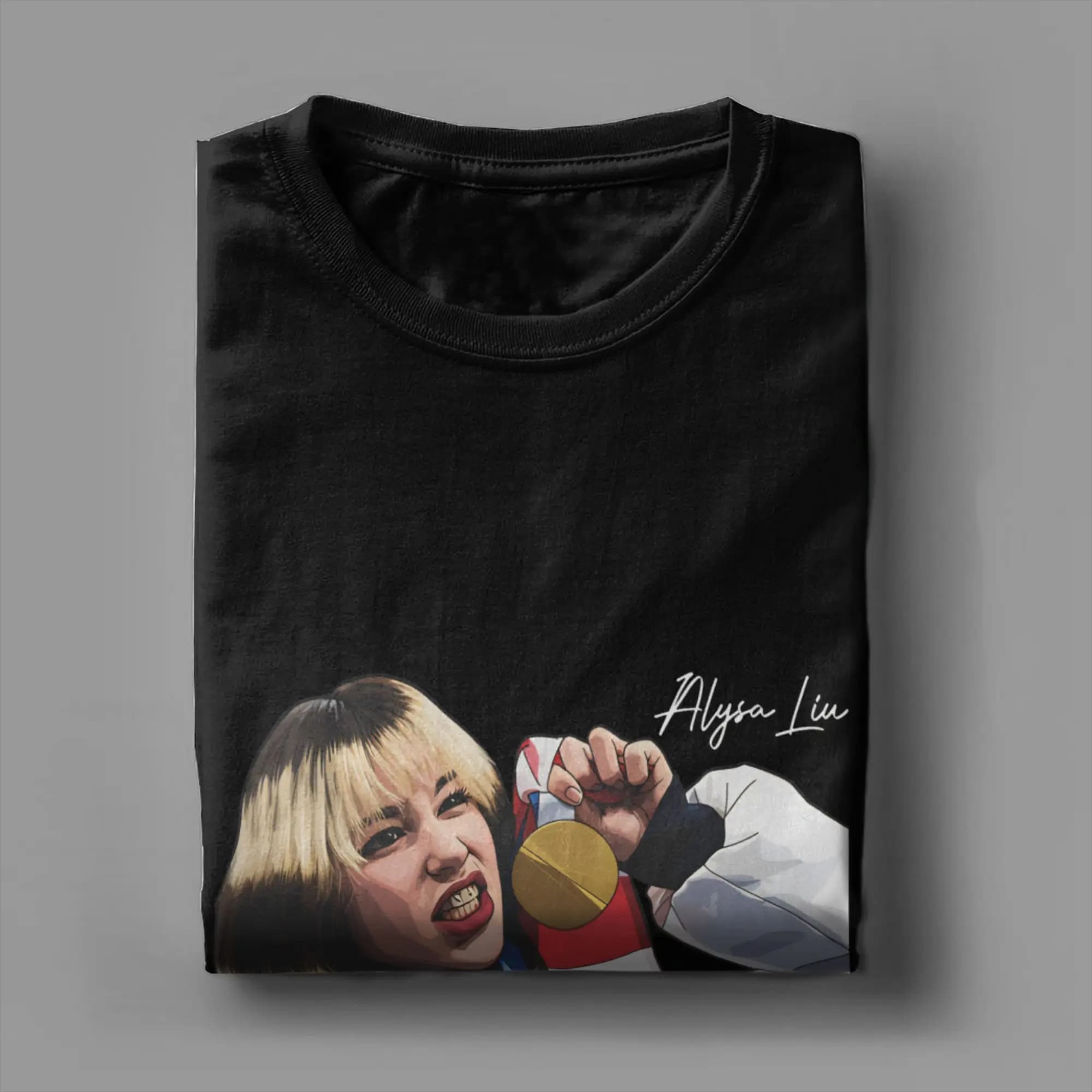 Magliette da uomo Alysa Liu per pattinaggio artistico, 100% cotone, abbigliamento per il tempo libero, magliette girocollo a maniche corte, magliette regalo